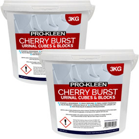 Pro-Kleen Urinal Channel Blocks 2x 3KG - Cherry Fragrance - Non PDCB - Slow Dissolving - 30 Day Control
