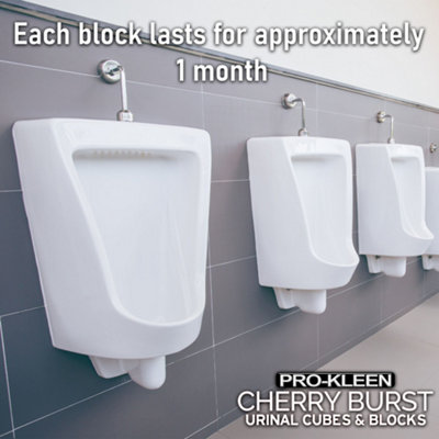 Pro-Kleen Urinal Channel Blocks 2x 3KG - Cherry Fragrance - Non PDCB - Slow Dissolving - 30 Day Control
