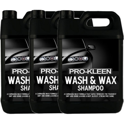 Pro-Kleen Wash & Wax Shampoo with Carnauba Wax 3x 5L - pH Neutral Professional Car Wash Shampoo