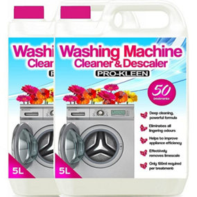 Pro-Kleen Washing Machine Cleaner and Descaler - 50 Treatments - Removes Smells Caused by Mould, Mildew & Damp & Grease 10L