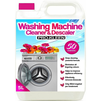 Pro-Kleen Washing Machine Cleaner and Descaler - 50 Treatments - Removes Smells Caused by Mould, Mildew & Damp & Grease 5L