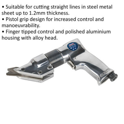 PRO Pistol Grip Air Shears - Cuts 1.2mm Thick sheets MAX Steel Metal Nibbler Kit