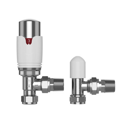 Pro Plus Angled TRV with Lockshield 15mm - Elegant All White Radiator ...
