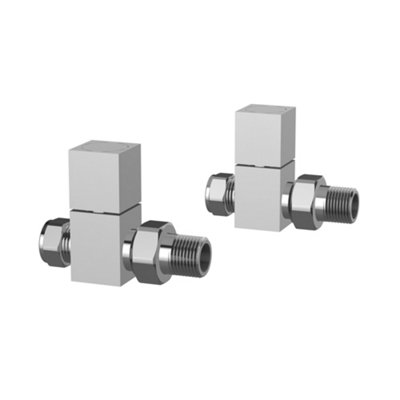 Pro Plus Chrome Radiator Valve Straight Pair Square Handwheel