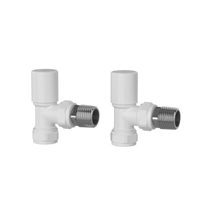 Pro Plus White Angled Radiator Valve with Round Handwheel for Efficient ...