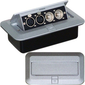 PRO Pop Up Wall Floor Plate & Back Box 2x BNC & Twin XLR Sockets CCTV & Audio
