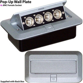 PRO Pop Up Wall Floor Plate & Back Box 4x (Quad) BNC Sockets CCTV Camera & DVR