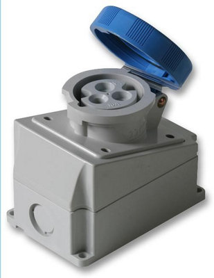 PRO POWER - 16A, 240V, Surface Mount CEE Socket, 2P+E, Blue, IP67