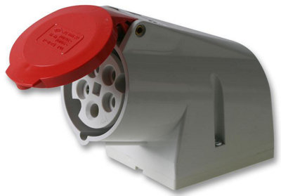 PRO POWER - 16A, 415V, Surface Mount CEE Outlet, 3P+N+E, Red, IP44