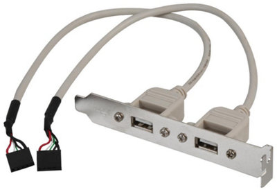 PRO POWER - 2x USB 2.0 A Female to 2x 5 Pin USB Header Slot Plate Adaptor, 0.13m