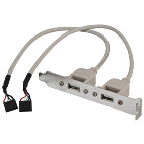 PRO POWER - 2x USB 2.0 A Female to 2x 5 Pin USB Header Slot Plate Adaptor, 0.13m