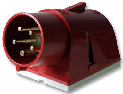 PRO POWER - 32A, 415V, Surface Mount CE Appliance Inlet, 3P+N+E, Red, IP44