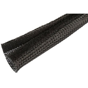 PRO POWER - Hook & Loop Polyester Braided Wrap, Internal Dia. 19mm, Black, 2m