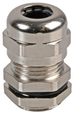 PRO POWER - M-MA M12 Brass Nickel Plated Cable Gland 4-7mm Dia.