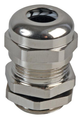 PRO POWER - M-MA M16 Brass Nickel Plated Cable Gland 5-8mm Dia.