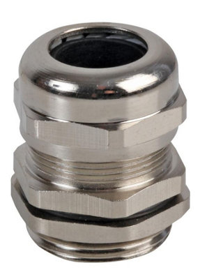 PRO POWER - M-MA M32 Brass Nickel Plated Cable Gland 16-22mm Dia.