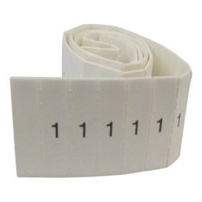 PRO POWER - Pre-Printed Heat Shrinkable Cable Marker, 1, White, 12mm, 100 Pack