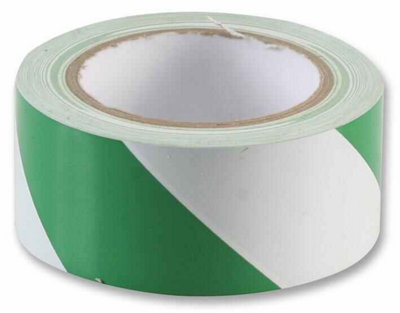 PRO POWER - PVC Hazard / Floor Marking Tape, Green / White 50mm x 33m