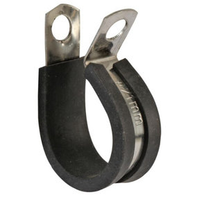 PRO POWER - Rubber-Lined Stainless Steel P-Clips, 13mm, Pack of 25