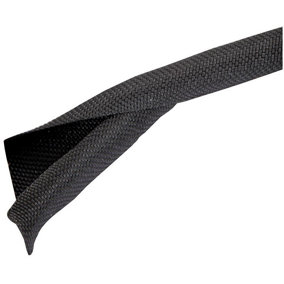 PRO POWER - Self-Closing Polyester Braided Wrap, Internal Dia. 10mm, Black, 1m