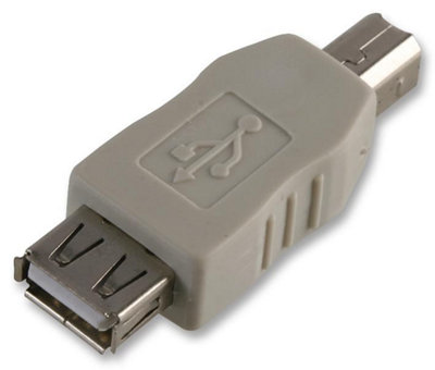 PRO POWER - USB 2.0 A Socket to USB 2.0 B Plug Adaptor, Light Grey