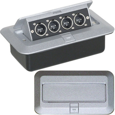 PRO Quad XLR Male Pop Up Wall Floor Plate & Back Box 3 Pin Amp Speaker Outlet