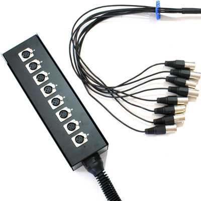 PRO QUALITY 10m 8 Way XLR 3 Pin Multicore Loom Snake Cable Touring ...
