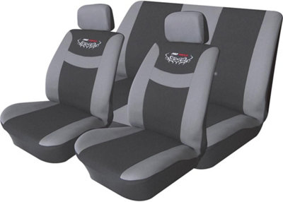 Pro Racing Style Full Car Seat Cover Grey Black Set Washable Universal