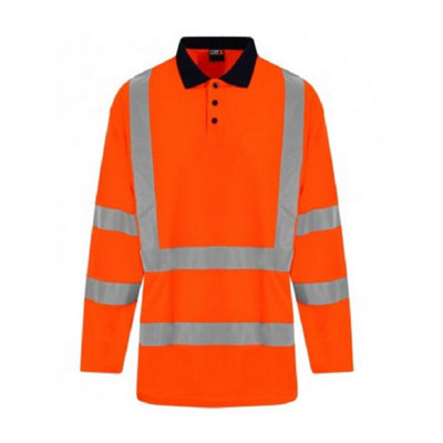 PRO RTX High Visibility Mens Long Sleeve Polo Shirt