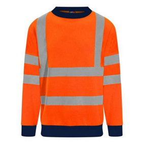 PRO RTX Mens High Visibility Sweatshirt Orange/Navy (2XL)