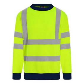 PRO RTX Mens High Visibility Sweatshirt Yellow/Navy (2XL)
