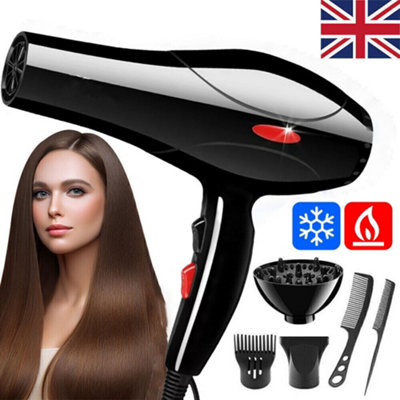 Pro Salon 2200W Hair Dryer with Diffuser, Nozzle Combs UK Plug