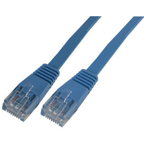 PRO SIGNAL - 1m Blue Flat Cat5e UTP Ethernet Patch Lead