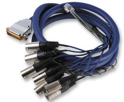 PRO SIGNAL - 25 Pin D Sub Male to 8x 3 Pin XLR Male Lead, 2m Blue