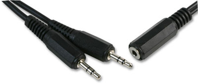 PRO SIGNAL - 2x 3.5mm Stereo Jack Plugs to 3.5mm Socket Lead, 1.8m Black