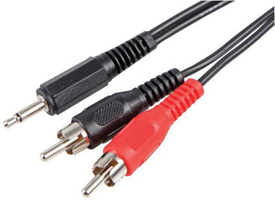 PRO SIGNAL - 3.5mm Mono Jack Plug to 2x Phono (RCA) Plugs Lead, 1m Black