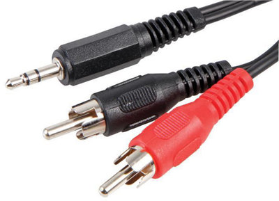 PRO SIGNAL - 3.5mm Stereo Jack Plug to 2x Phono (RCA) Plugs Lead, 2m Black