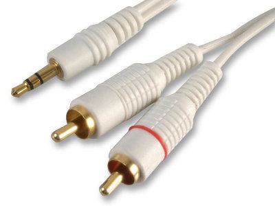 PRO SIGNAL - 3.5mm Stereo Jack Plug to 2x Phono (RCA) Plugs Lead, 2m White
