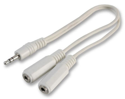 PRO SIGNAL - 3.5mm Stereo Jack Plug to 2x Sockets Headphone Splitter, 0.2m White