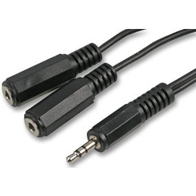 PRO SIGNAL - 3.5mm Stereo Jack Plug to 2x Sockets Headphone Splitter, 0.5m Black