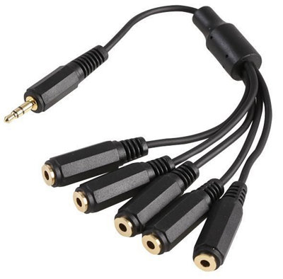 PRO SIGNAL - 3.5mm Stereo Jack Plug to 5x Sockets Lead, 150mm Black