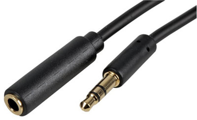 PRO SIGNAL - 3.5mm Stereo Jack Slim Extension Lead, 0.5m Black