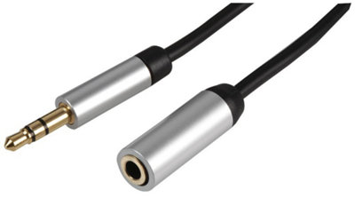 PRO SIGNAL - 3.5mm Stereo Jack Slim Extension Lead with Aluminium Headshells, 2m
