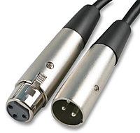 PRO SIGNAL - 3 Pin XLR Female to Male Microphone Lead, 6m Black