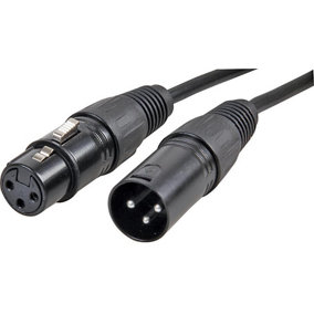PRO SIGNAL - 3 Pin XLR Male to XLR Female Microphone Lead, 15m Black