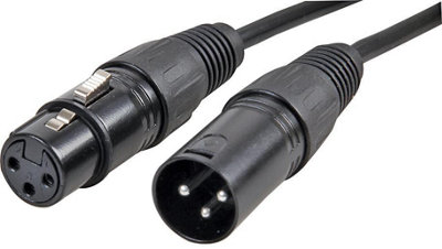 PRO SIGNAL - 3 Pin XLR Male to XLR Female Microphone Lead, 1m Black