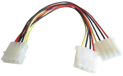 PRO SIGNAL - 4 Pin 5.25" Male to 2x 5.25" Female PC Internal Power Lead, 150 mm