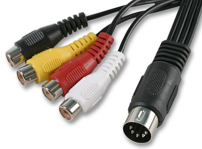 PRO SIGNAL - 5 Pin 180 Degree DIN Male to 4x Phono (RCA) Female Lead