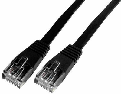 PRO SIGNAL - 5m Black Flat Cat5e UTP Ethernet Patch Lead