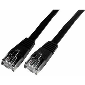 PRO SIGNAL - 5m Black Flat Cat5e UTP Ethernet Patch Lead